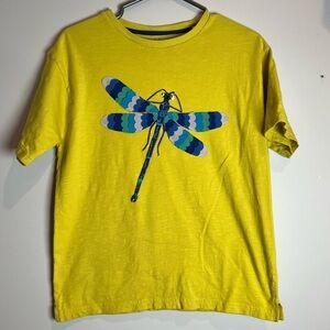 Mini Boden T-Shirt w Dragonfly Appliqué Gooseberry Yellow Size 11-12 Yrs